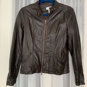 Ann Taylor Loft Leather Bomber Jacket
